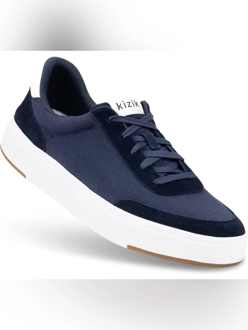 Kizik Men’s Prague Navy Casual Lace-Up Sneakers Men’s 9 Wide, Women’s 10.5 Wide